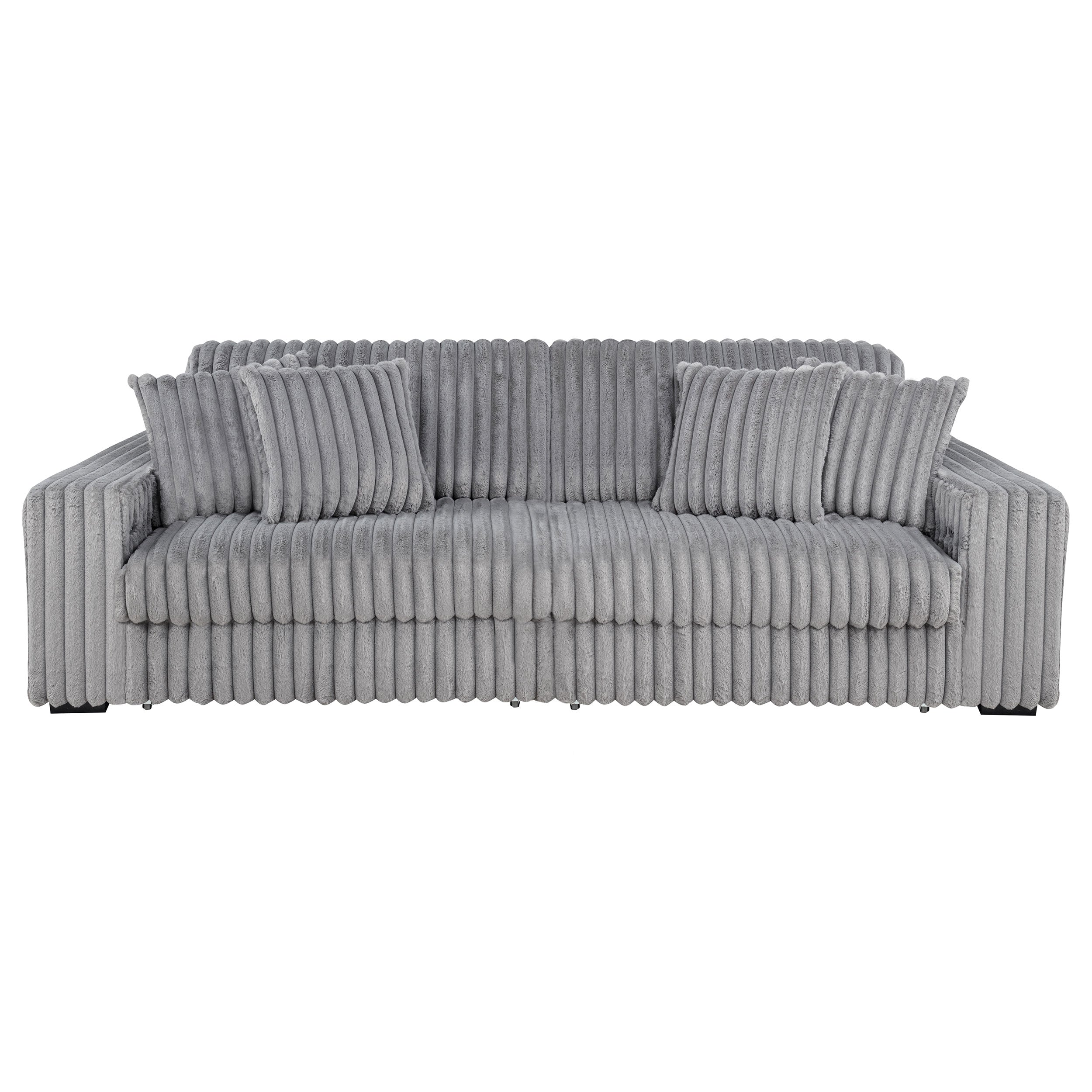 Jacana Corduroy Upholstered Dual Power Chaise Sofa Grey