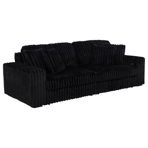 Jacana Corduroy Upholstered Dual Power Chaise Sofa Black
