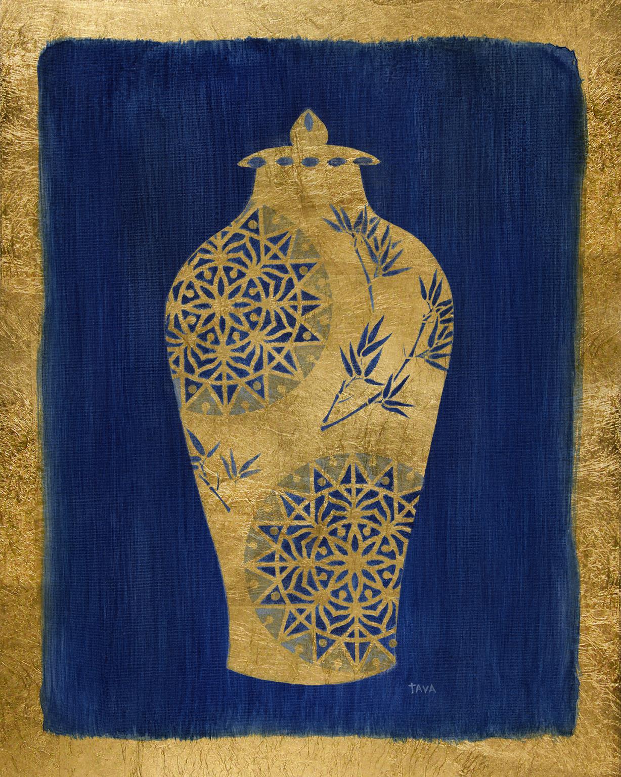 Sapphire And Gold Urn Ii By Tava Studios Giclee Canvas