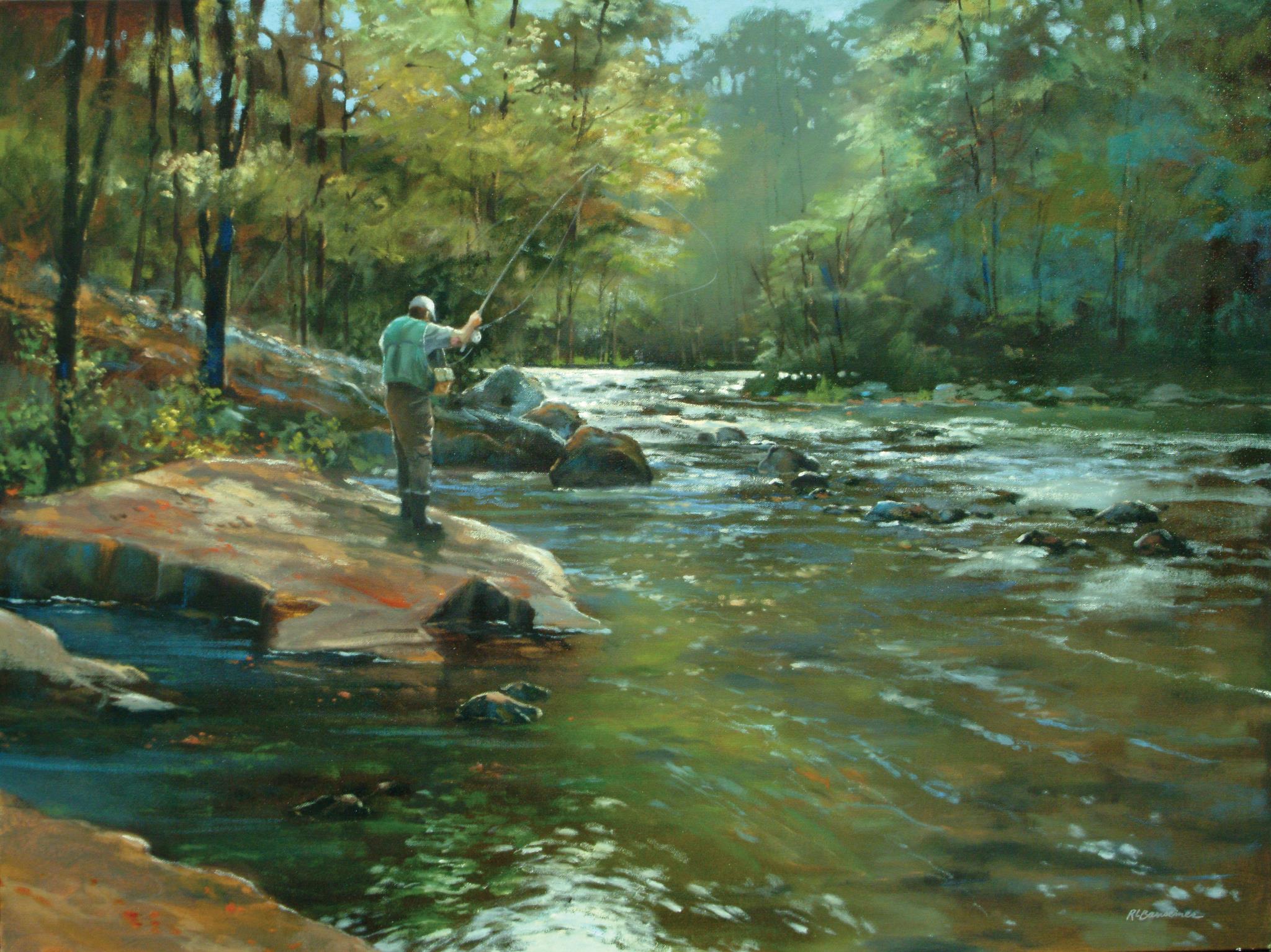 The Fly Fisherman By Roger Bansemer Giclee Canvas