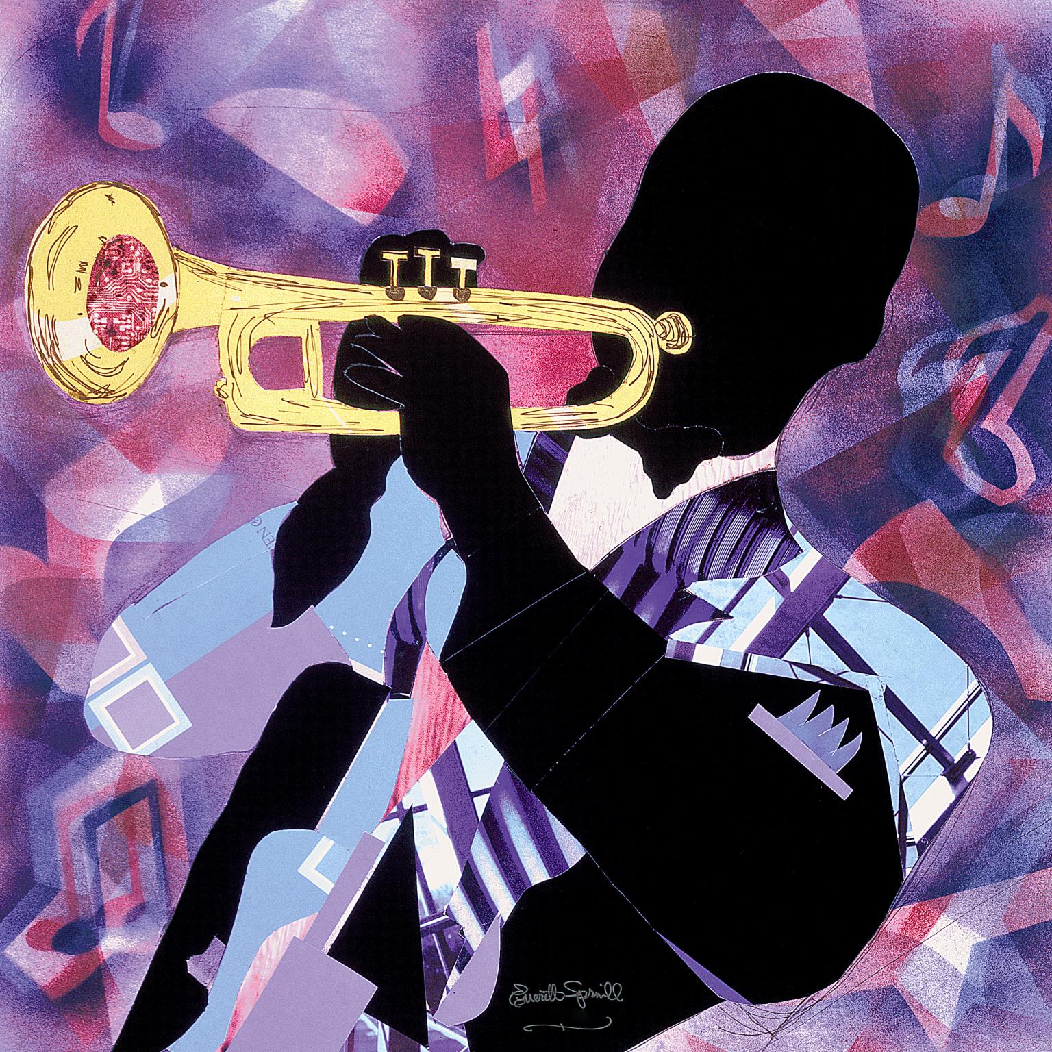 Trumpet Jazz By Everett Spruill Giclee Canvas