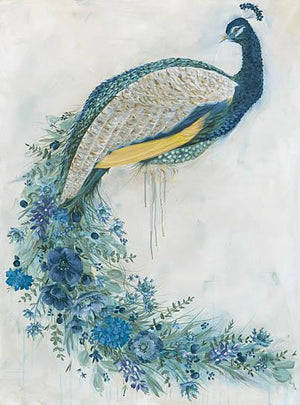 Floral Peacock By Hollihocks Art Giclee Canvas