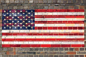 Usa Flag On Brick 2 By Jg Studios Giclee Canvas