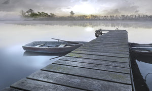 Misty Morning Pier By Mike Calascibetta Giclee Canvas