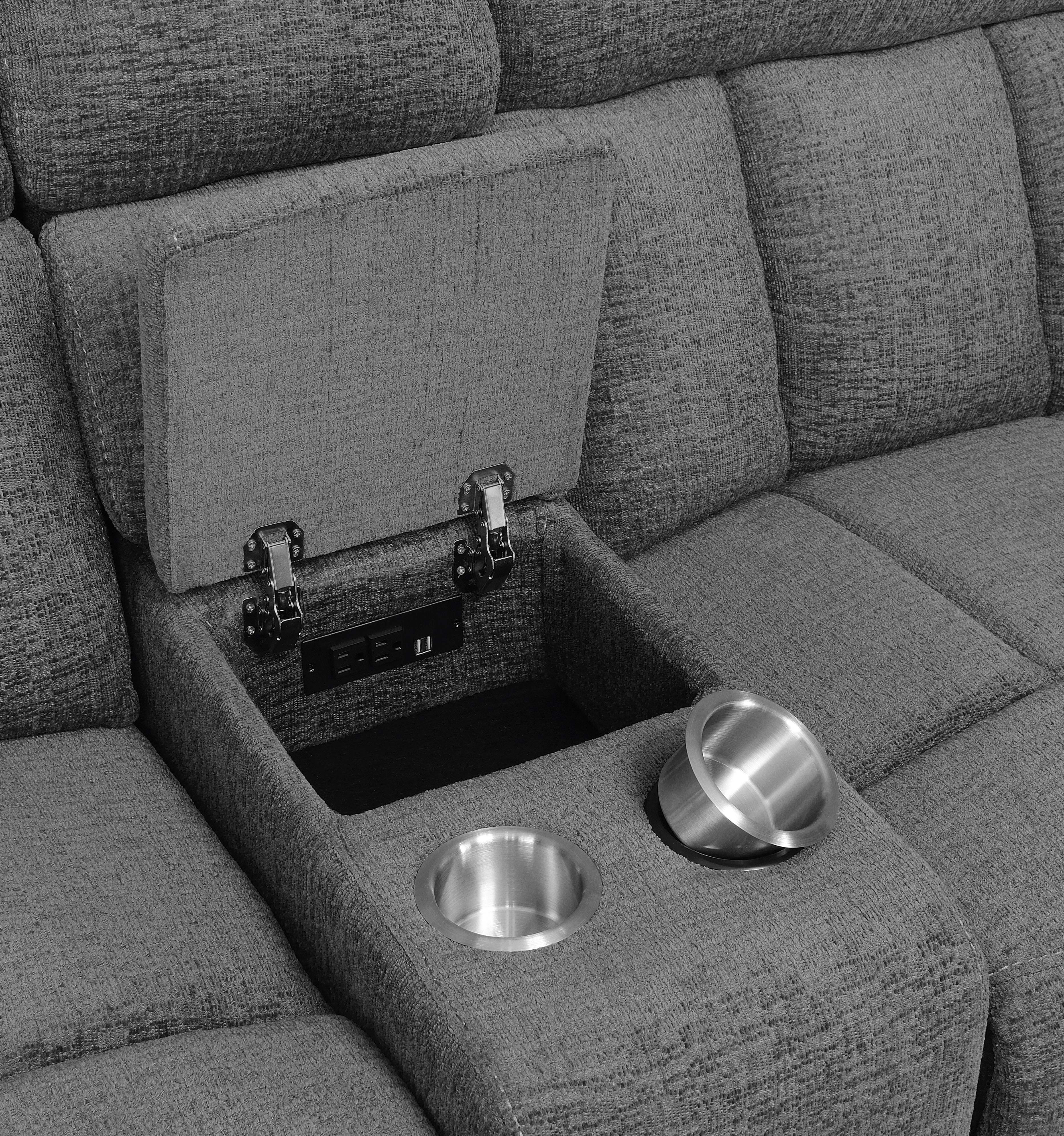 Bahrain Upholstered Motion Sofa Charcoal