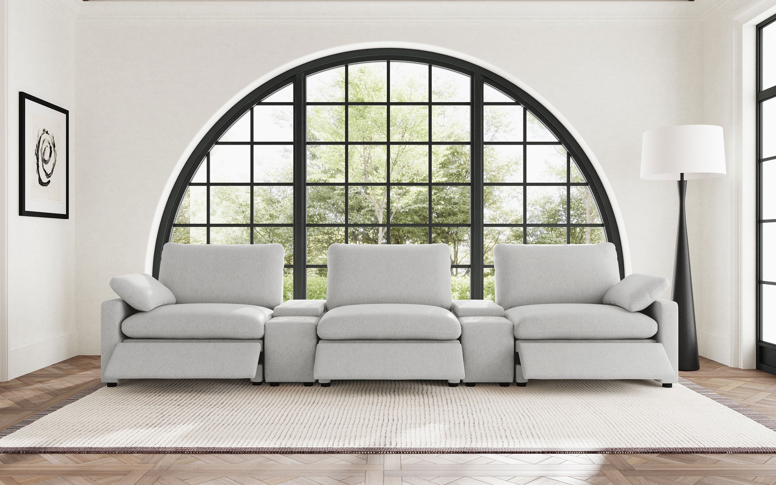 Collins Power Reclining Home Theater Seating Dark Grey