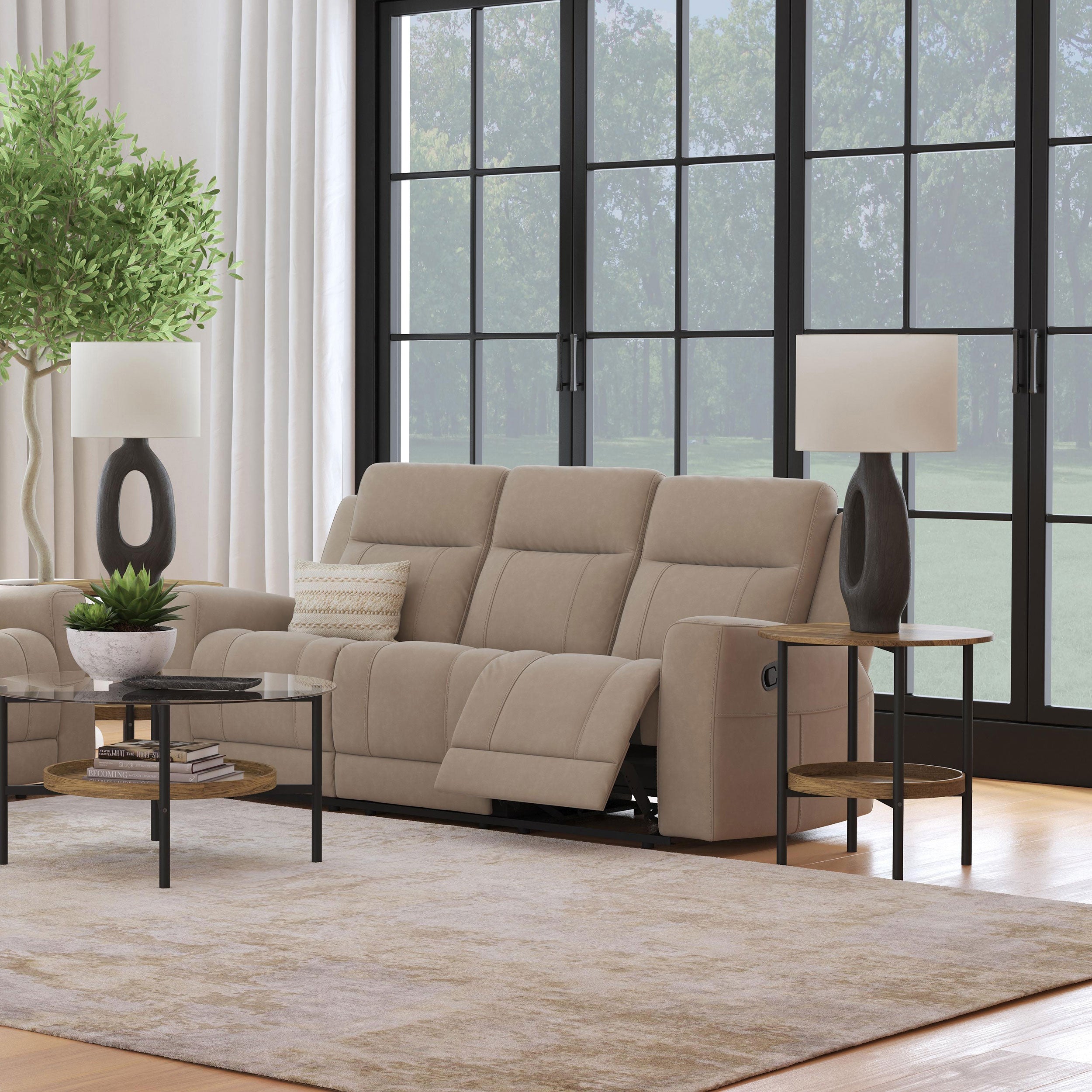Brentwood Upholstered Motion Reclining Sofa Dark Charcoal