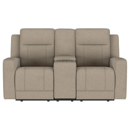 Brentwood Upholstered Motion Reclining Loveseat Taupe