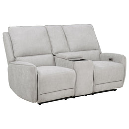 Sylmar Chenille Upholstered Power Reclining Loveseat Grey