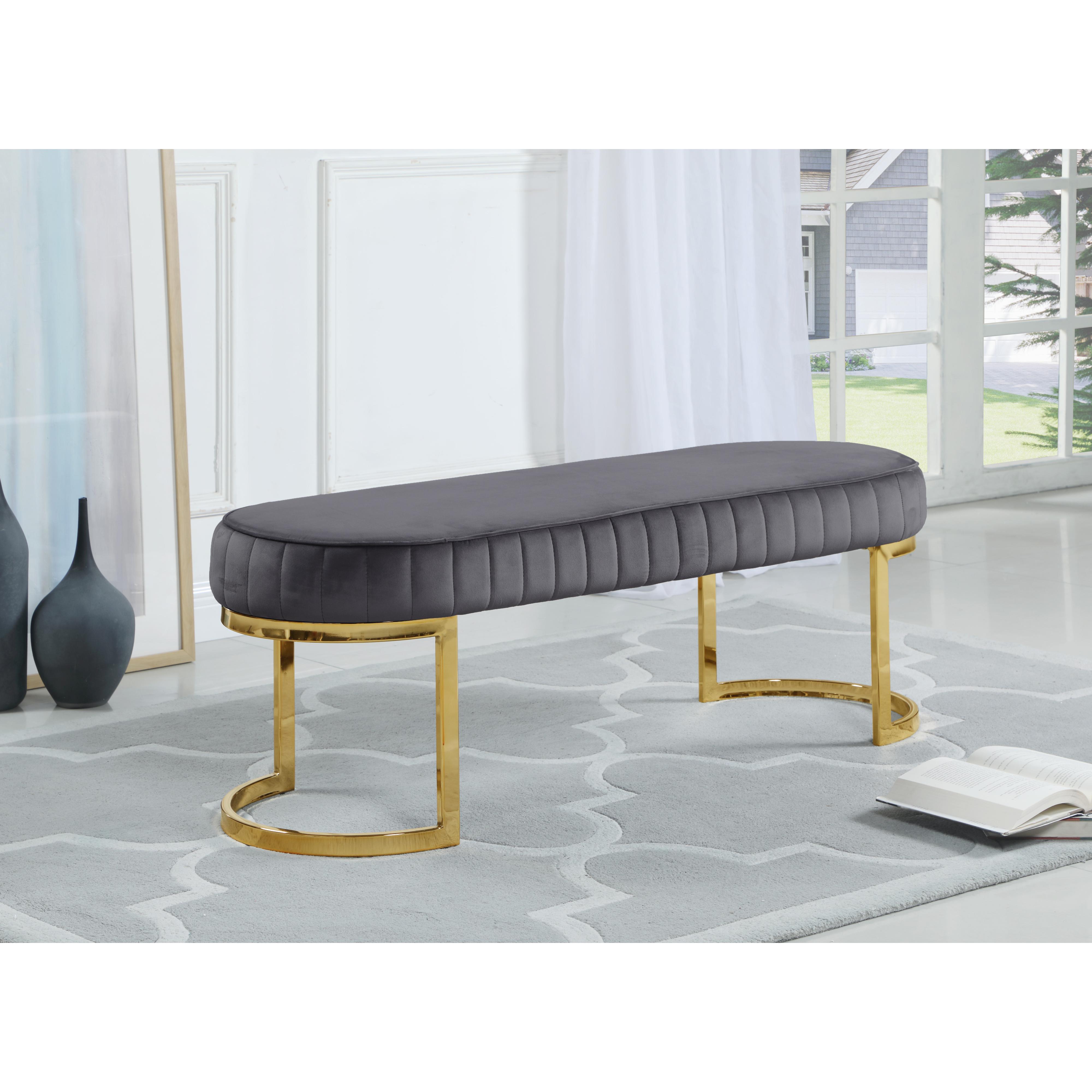 Meridian Lemar Grey Velvet Bench