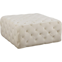 Meridian Ariel Cream Velvet Ottoman/Bench
