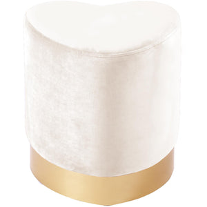 Meridian Heart Cream Velvet Ottoman/Stool