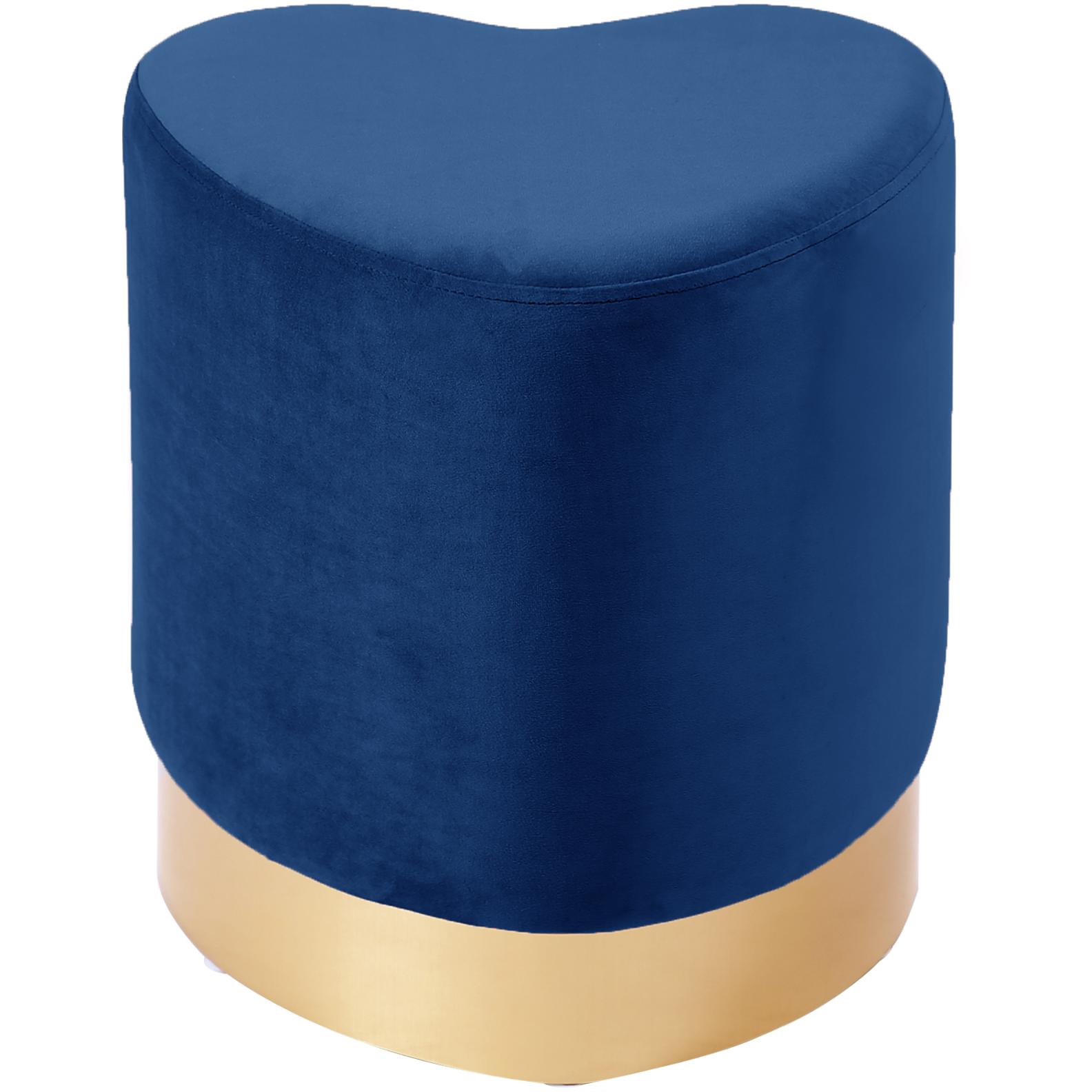 Meridian Heart Navy Velvet Ottoman/Stool