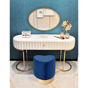 Meridian Heart Navy Velvet Ottoman/Stool