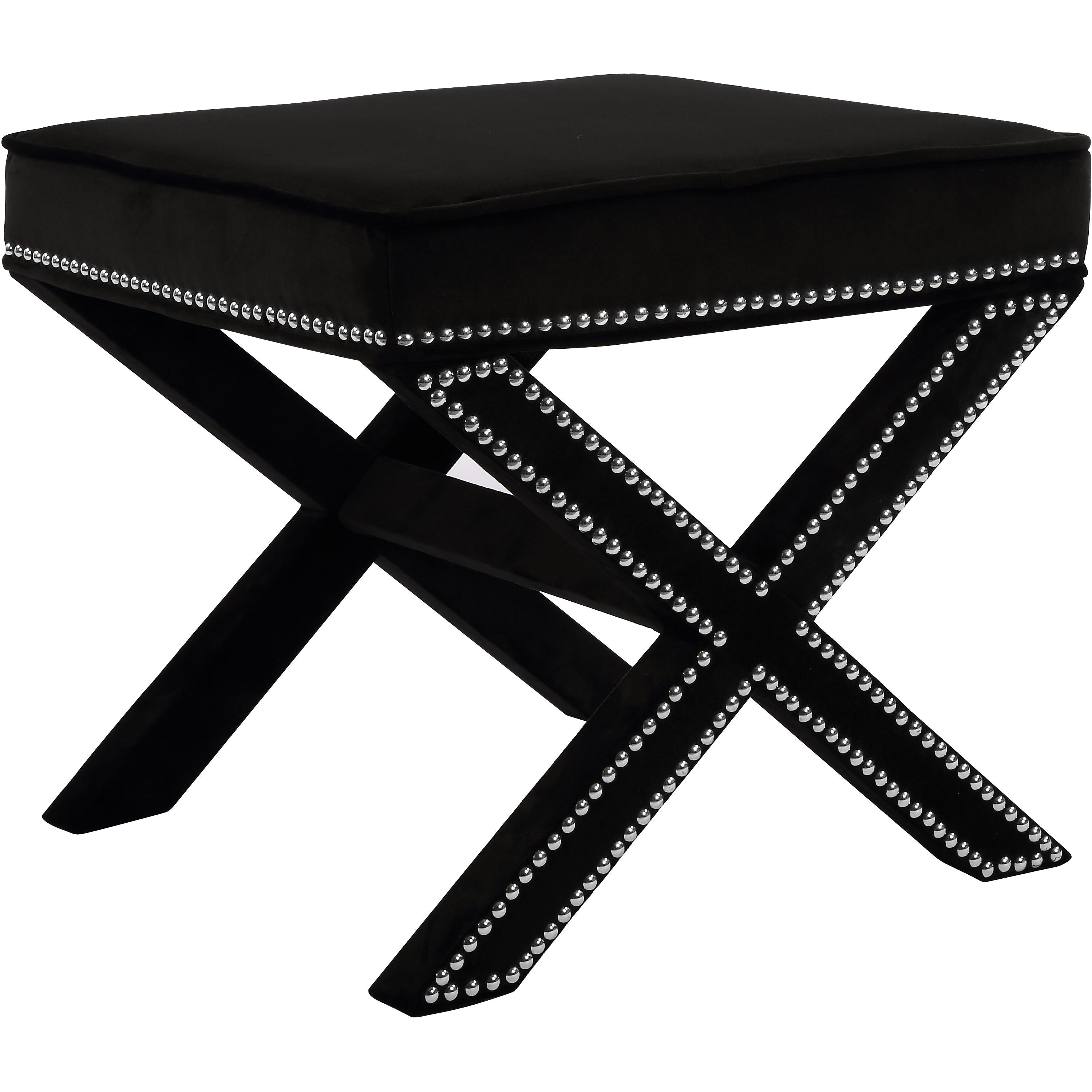 Meridian Nixon Black Velvet Ottoman/Bench