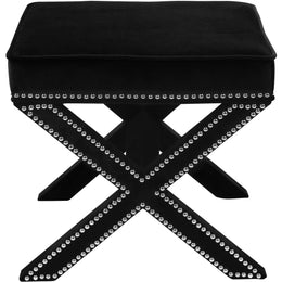 Meridian Nixon Black Velvet Ottoman/Bench