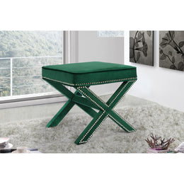 Meridian Nixon Green Velvet Ottoman/Bench