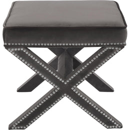 Meridian Nixon Grey Velvet Ottoman/Bench