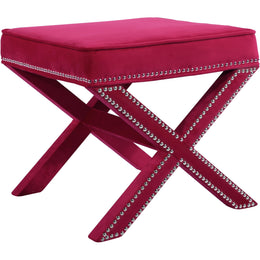 Meridian Nixon Pink Velvet Ottoman/Bench