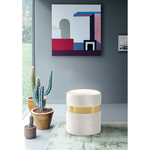Meridian Hailey Cream Velvet Ottoman/Stool