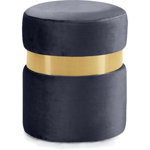 Meridian Hailey Grey Velvet Ottoman/Stool