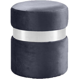 Meridian Hailey Grey Velvet Ottoman/Stool