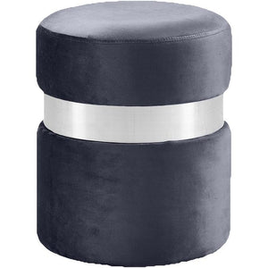 Meridian Hailey Grey Velvet Ottoman/Stool