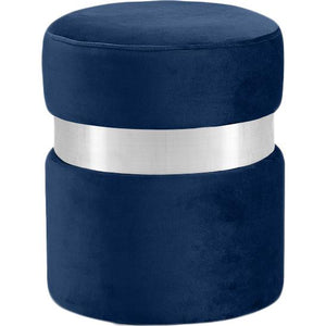 Meridian Hailey Navy Velvet Ottoman/Stool