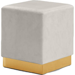 Meridian Jax Cream Velvet Ottoman/Stool