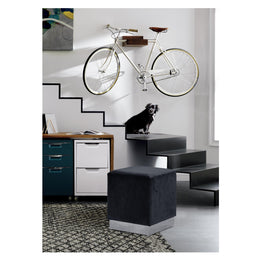 Meridian Jax Black Velvet Ottoman/Stool