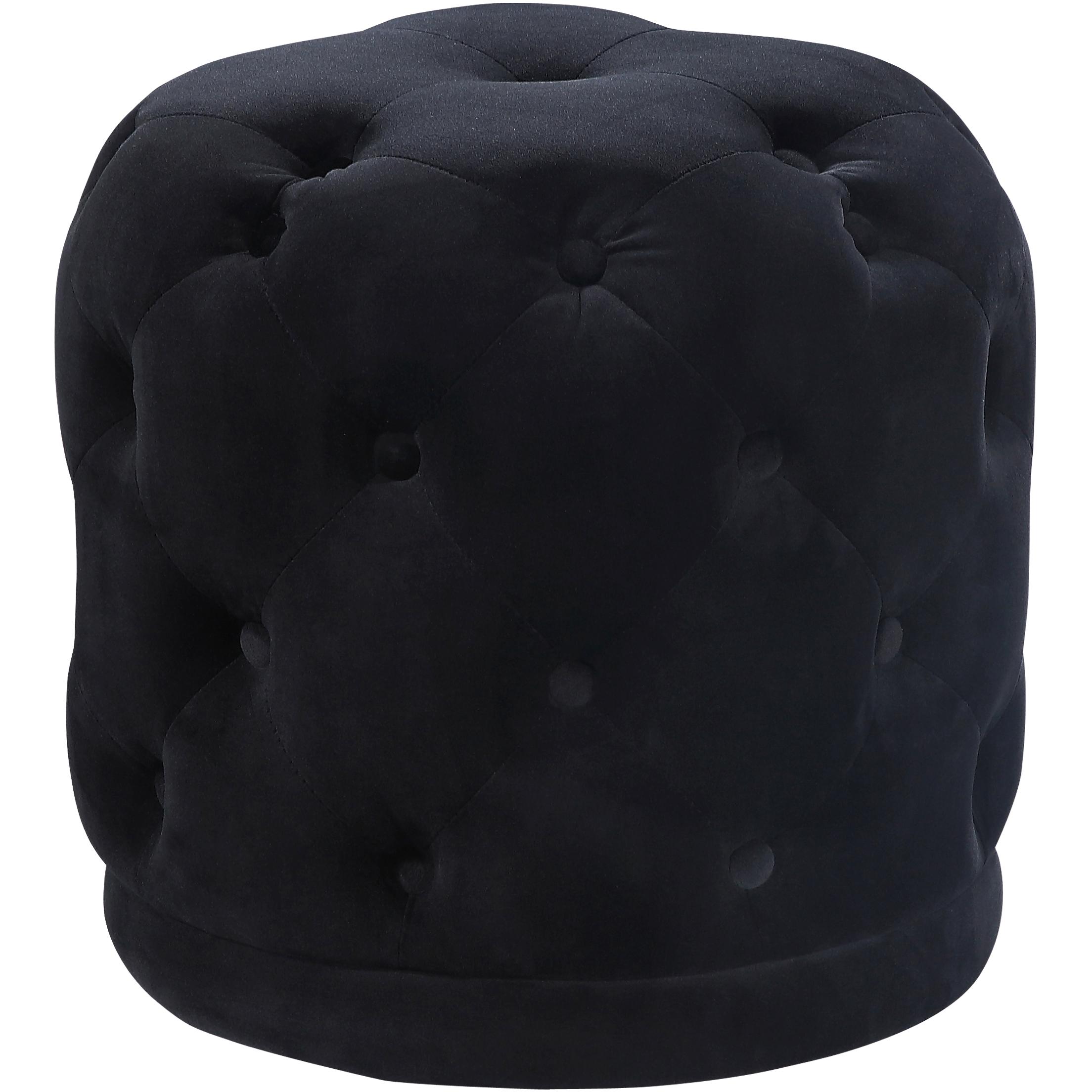 Meridian Harper Black Velvet Ottoman/Stool