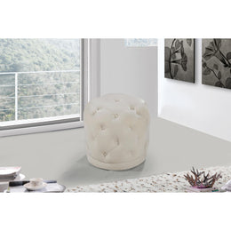 Meridian Harper Cream Velvet Ottoman/Stool