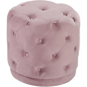 Meridian Harper Pink Velvet Ottoman/Stool