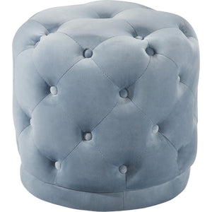 Meridian Harper Sky Blue Velvet Ottoman/Stool