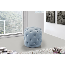 Meridian Harper Sky Blue Velvet Ottoman/Stool
