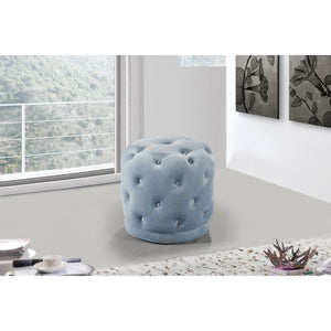 Meridian Harper Sky Blue Velvet Ottoman/Stool