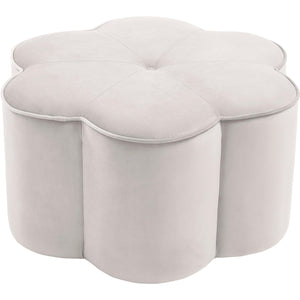 Meridian Daisy Cream Velvet Ottoman