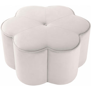 Meridian Daisy Cream Velvet Ottoman