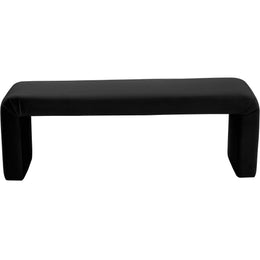 Meridian Minimalist Black Velvet Bench