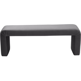 Meridian Minimalist Grey Velvet Bench