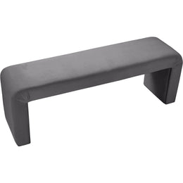 Meridian Minimalist Grey Velvet Bench
