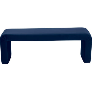 Meridian Minimalist Navy Velvet Bench