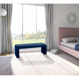 Meridian Minimalist Navy Velvet Bench