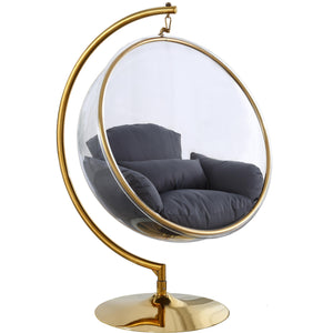 Meridian Luna Grey Fabric Acrylic Swing Bubble Accent Chair (2 Boxes)