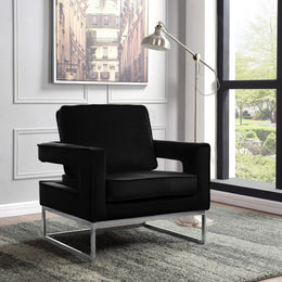 Meridian Noah Black Velvet Accent Chair