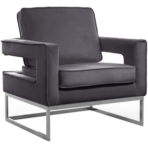 Meridian Noah Grey Velvet Accent Chair