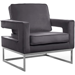 Meridian Noah Grey Velvet Accent Chair