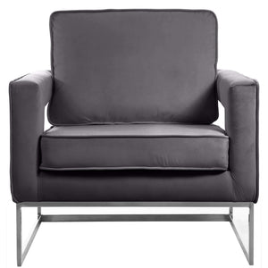 Meridian Noah Grey Velvet Accent Chair