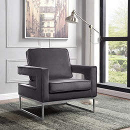 Meridian Noah Grey Velvet Accent Chair