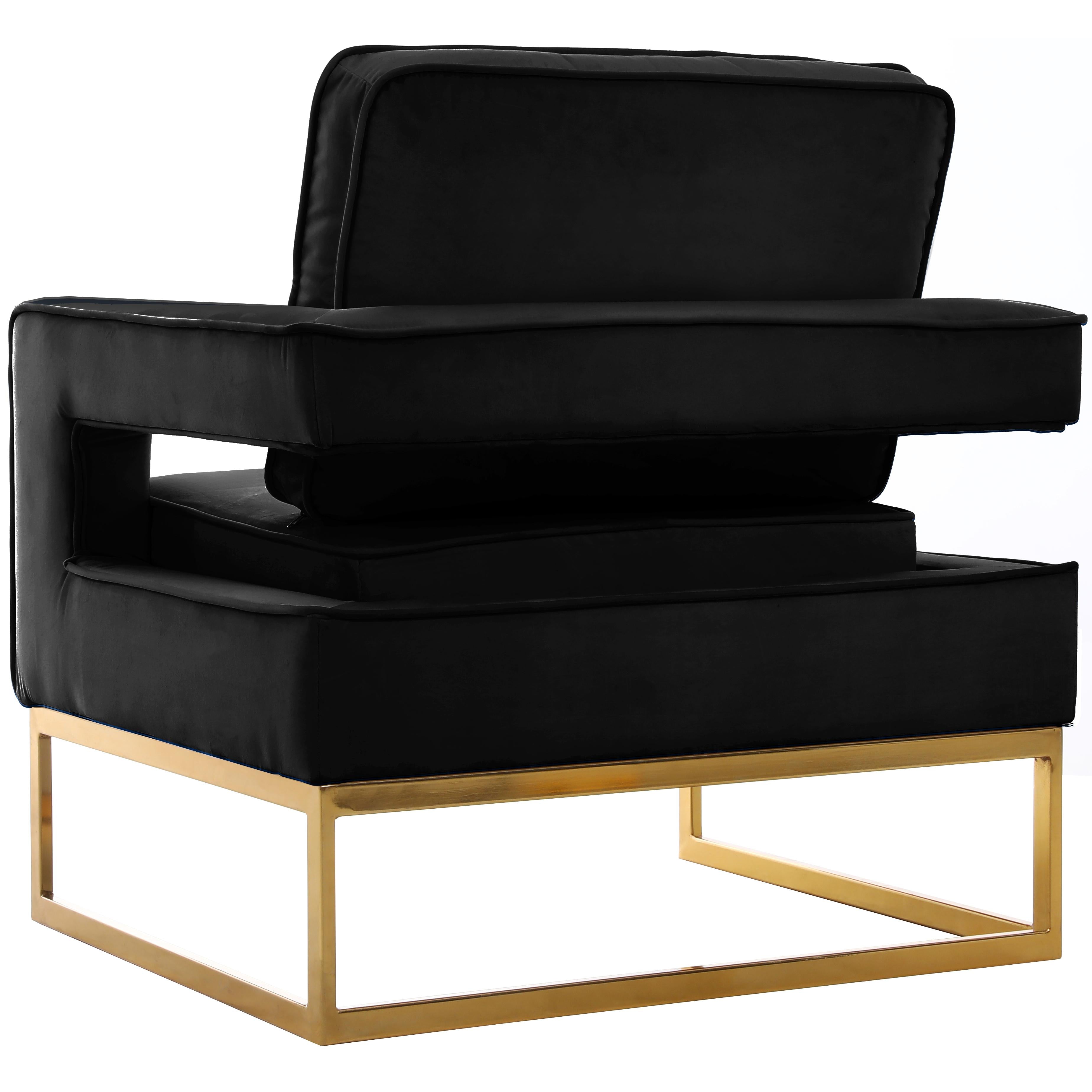 Meridian Noah Black Velvet Accent Chair